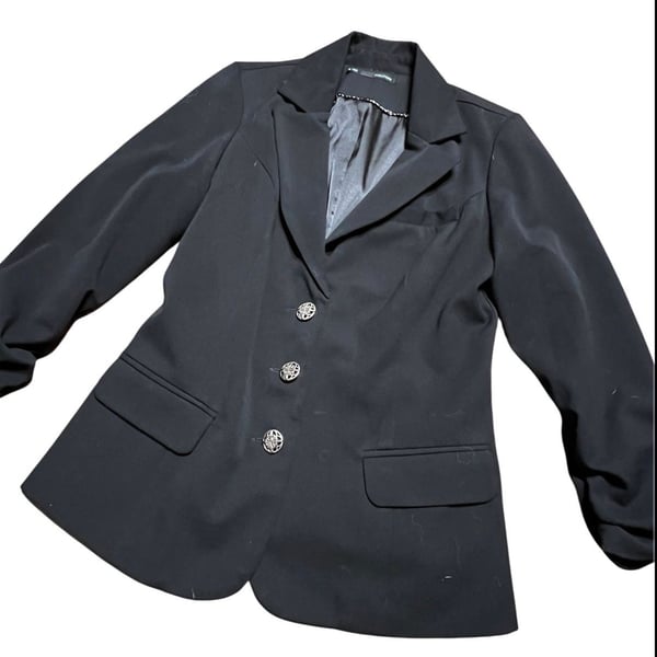 Maurices Black Ruched Sleeve Blazer Size M