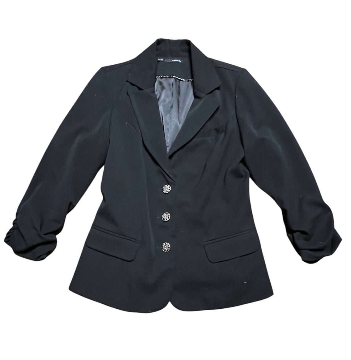 Maurices Black Ruched Sleeve Blazer Size M 3