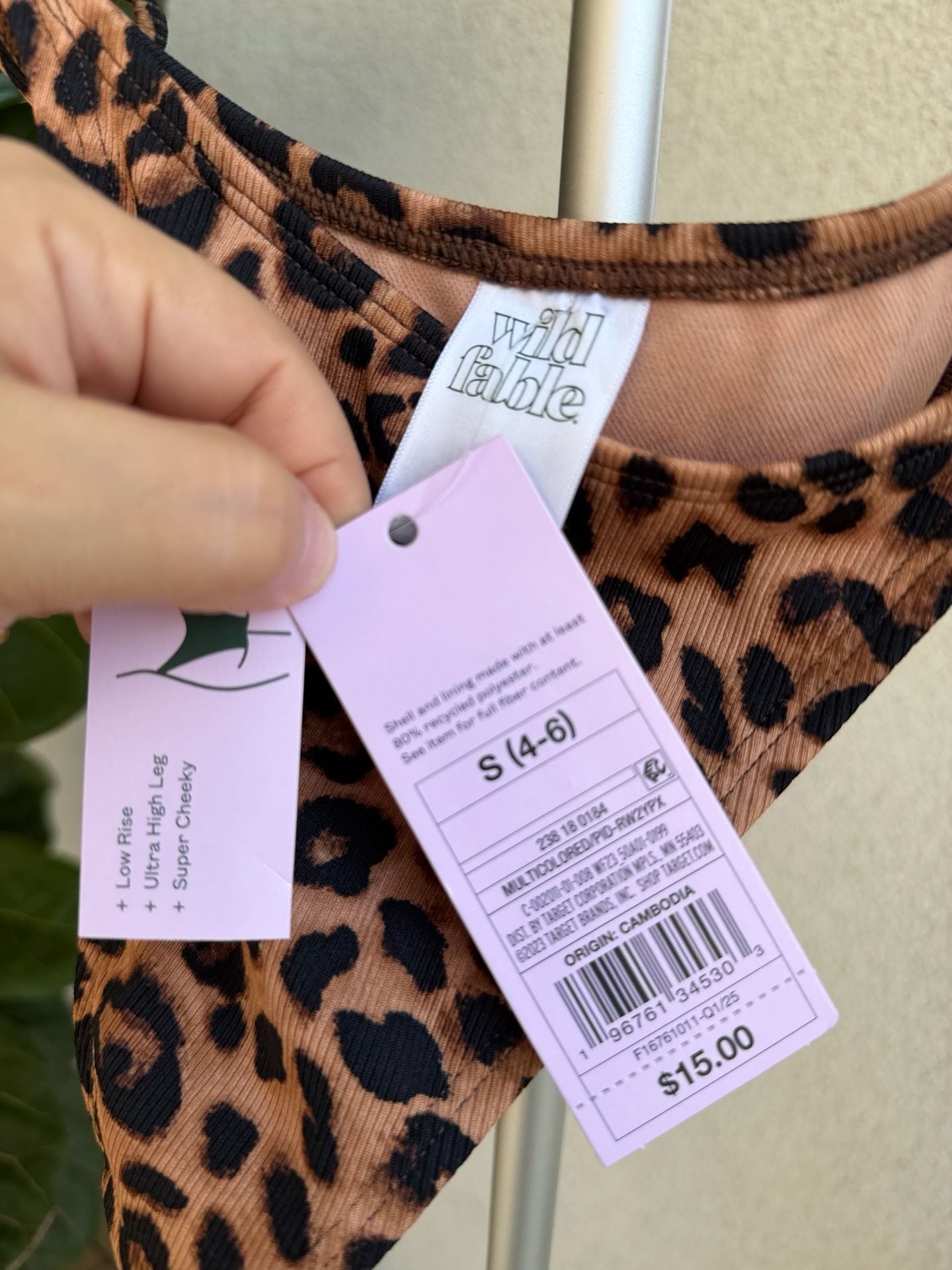 Wild Fable Leopard Print Ultra High Leg Super Cheeky Bikini Bottom Size S (4-6) 4