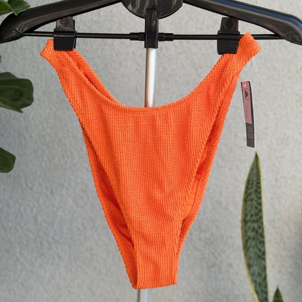 Wild Fable Mid Rise Ultra High Leg Super Cheeky Bikini Bottoms Orange XL (16)