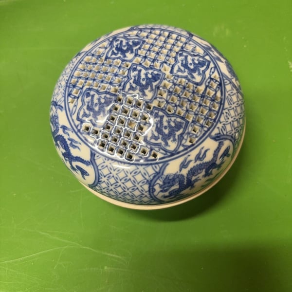 Andrea by Sadek Blue and White Porcelain Dragon Incense Burner Lid