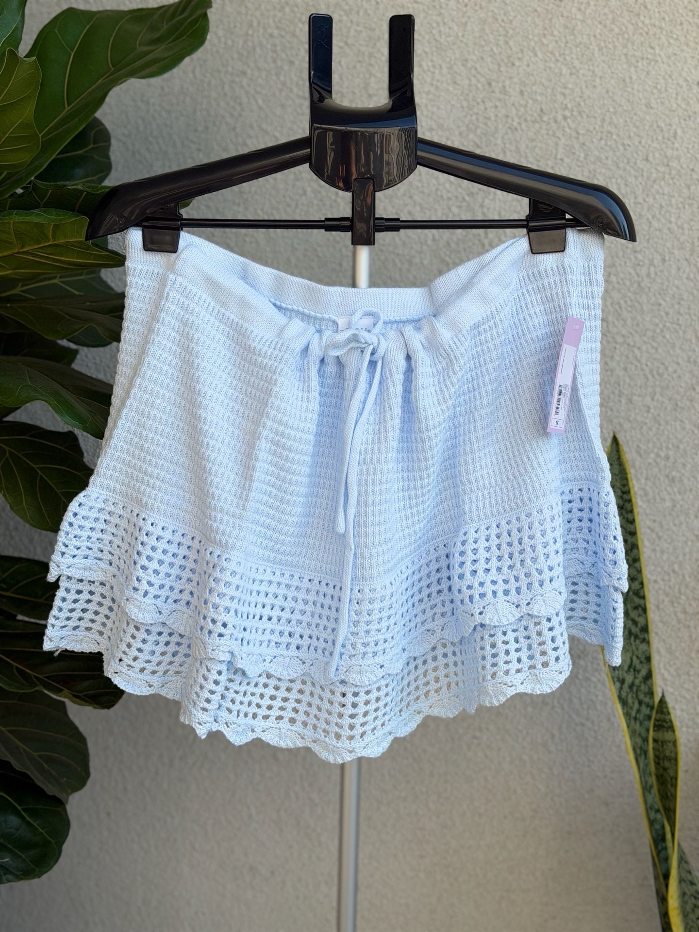 Wild Fable Light Blue Machine Crocheted Tiered Mini Skirt 1X 1
