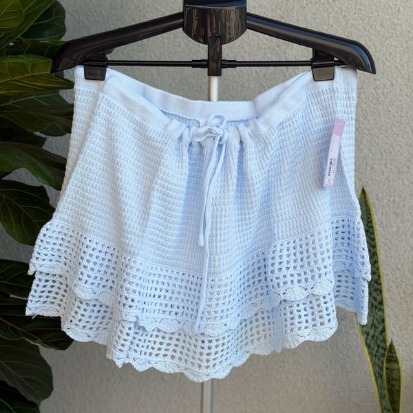 Wild Fable Light Blue Machine Crocheted Tiered Mini Skirt 1X
