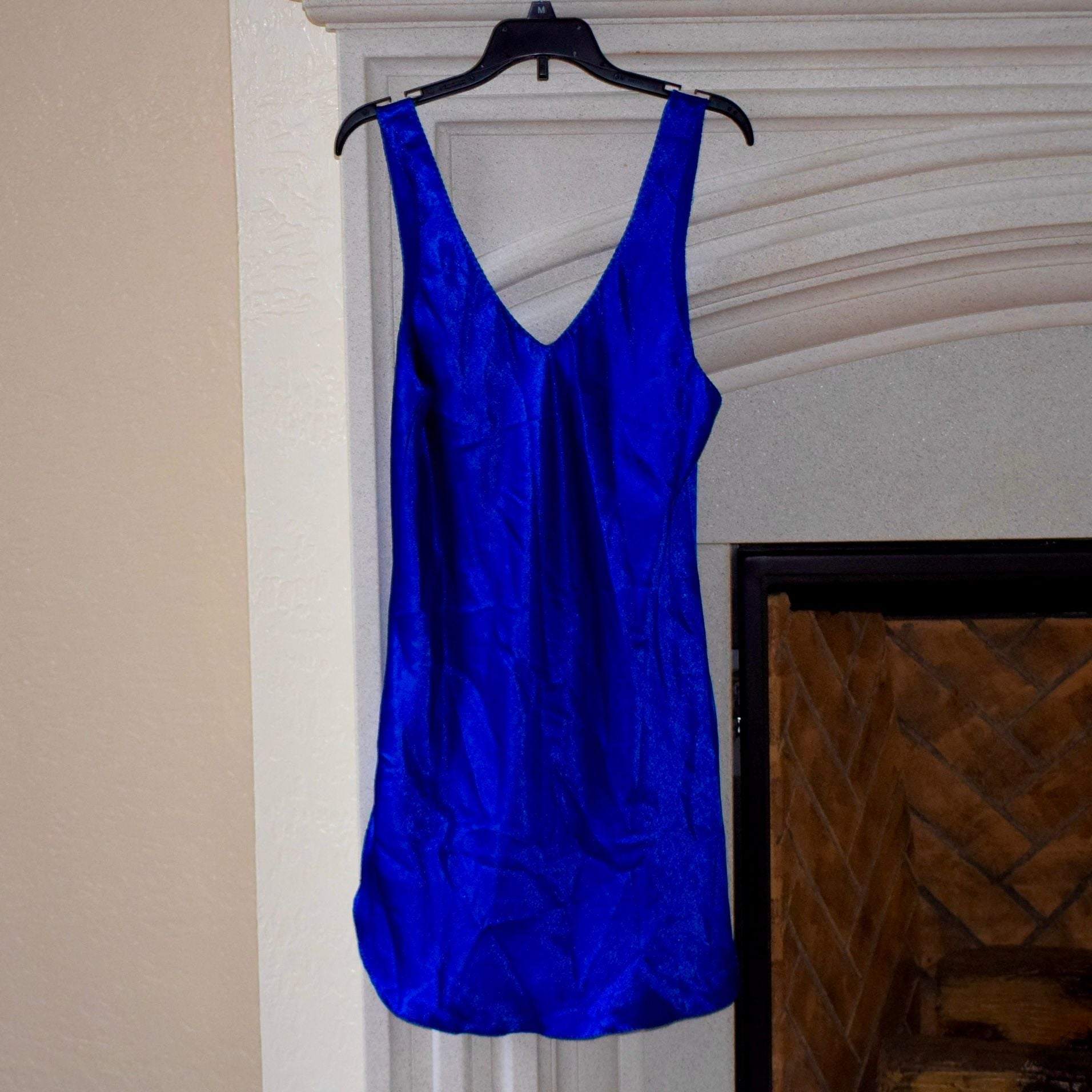 Vintage Val Mode Lingerie Royal Blue Satin Slip Dress 1