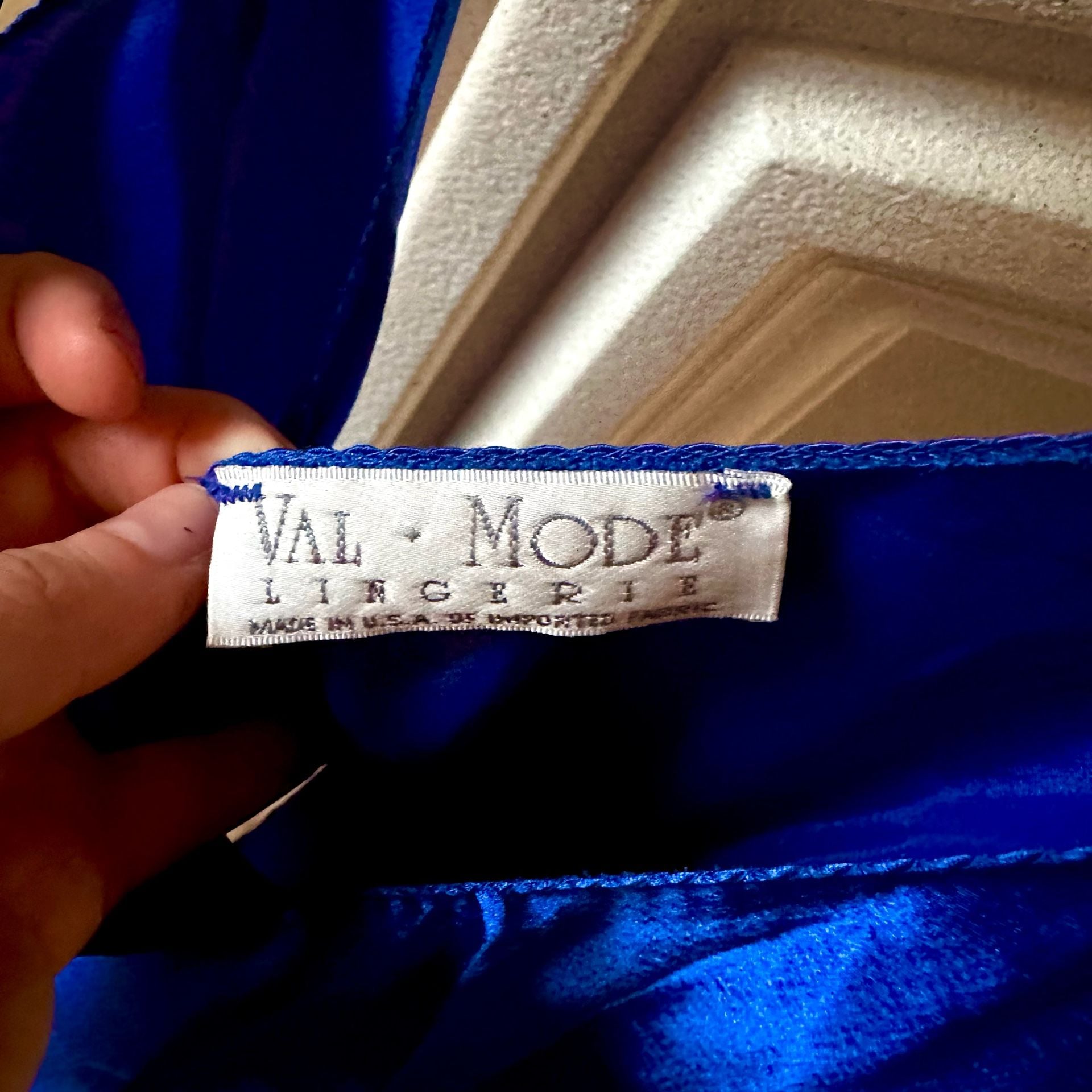 Vintage Val Mode Lingerie Royal Blue Satin Slip Dress 4