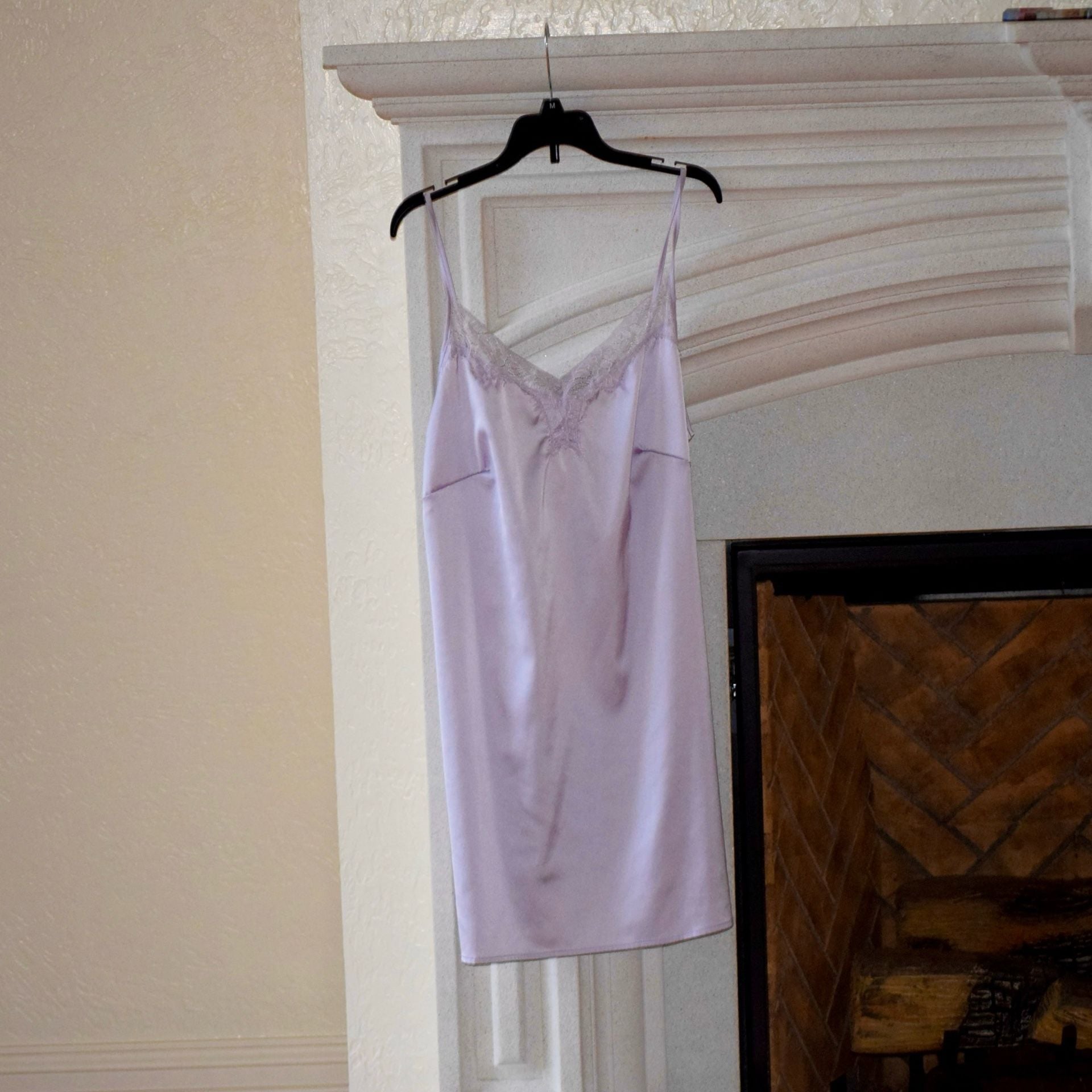 iCollection Lavender Satin Lace Trim Chemise Size M 1