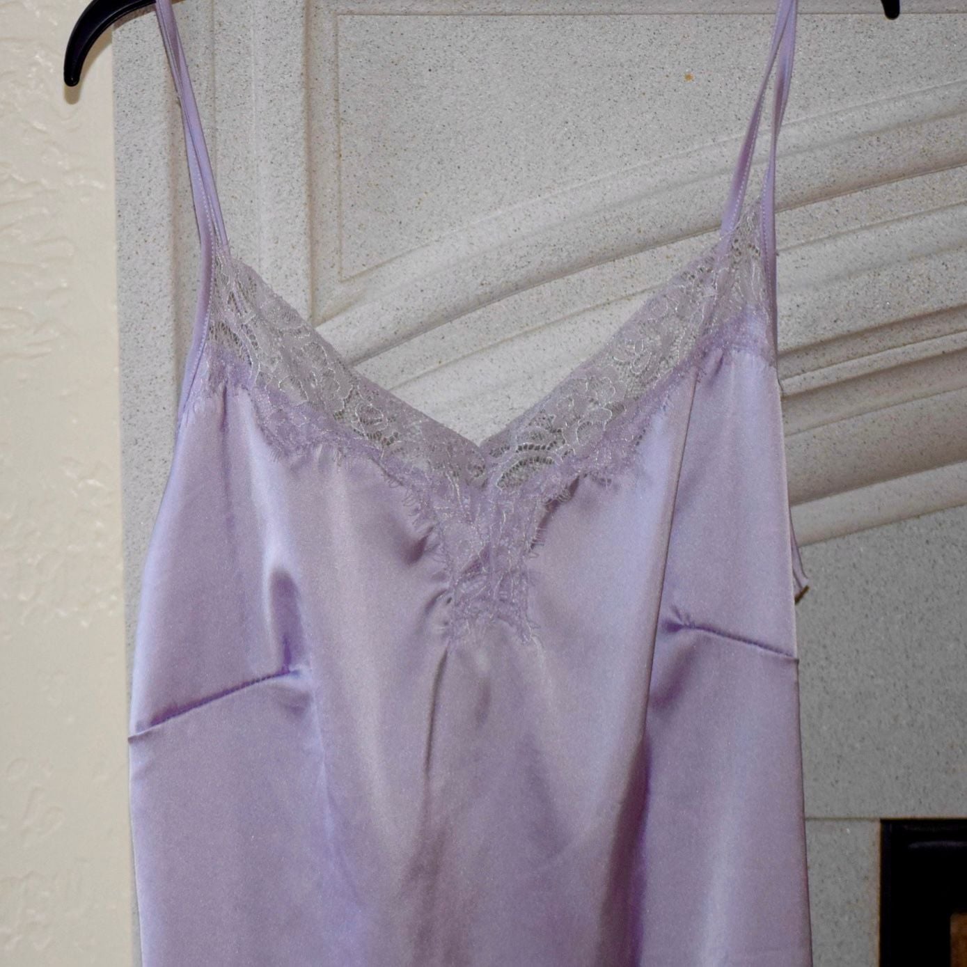 iCollection Lavender Satin Lace Trim Chemise Size M 2