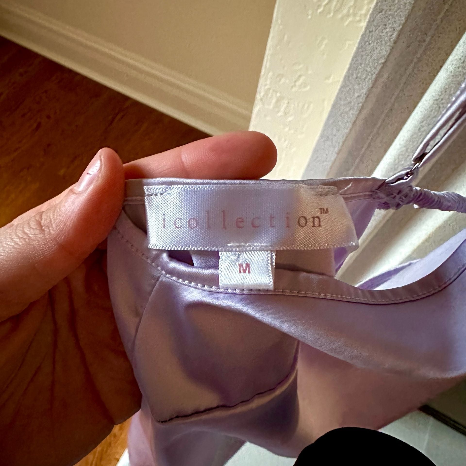 iCollection Lavender Satin Lace Trim Chemise Size M 3