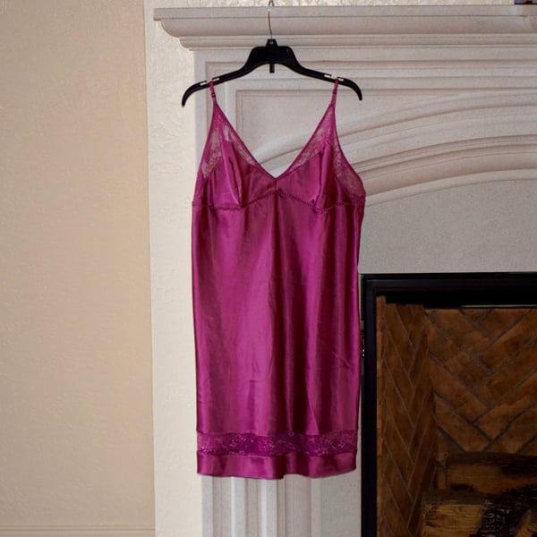 Victoria's Secret Satin Lace Trim Chemise Slip Dress XL