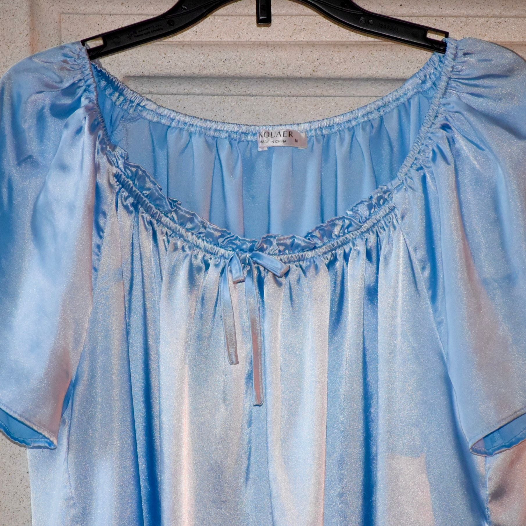 Ekouaer Women's Satin Nightgown Light Blue Size M 3