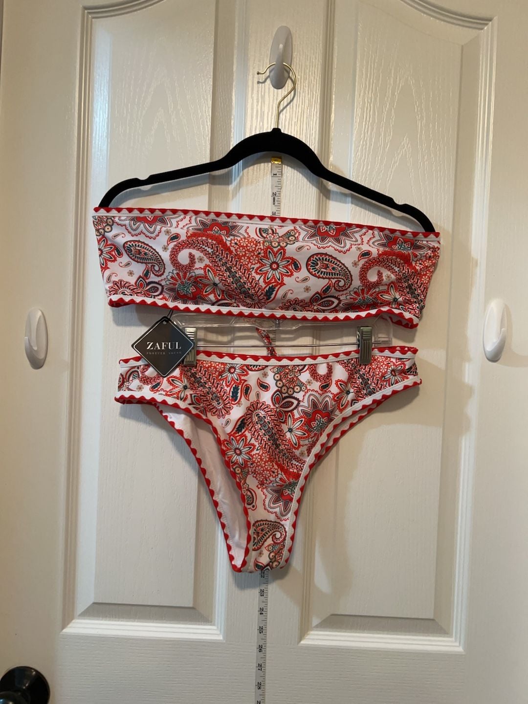 Zaful Paisley Print Scalloped Trim Bikini Set Size L 1