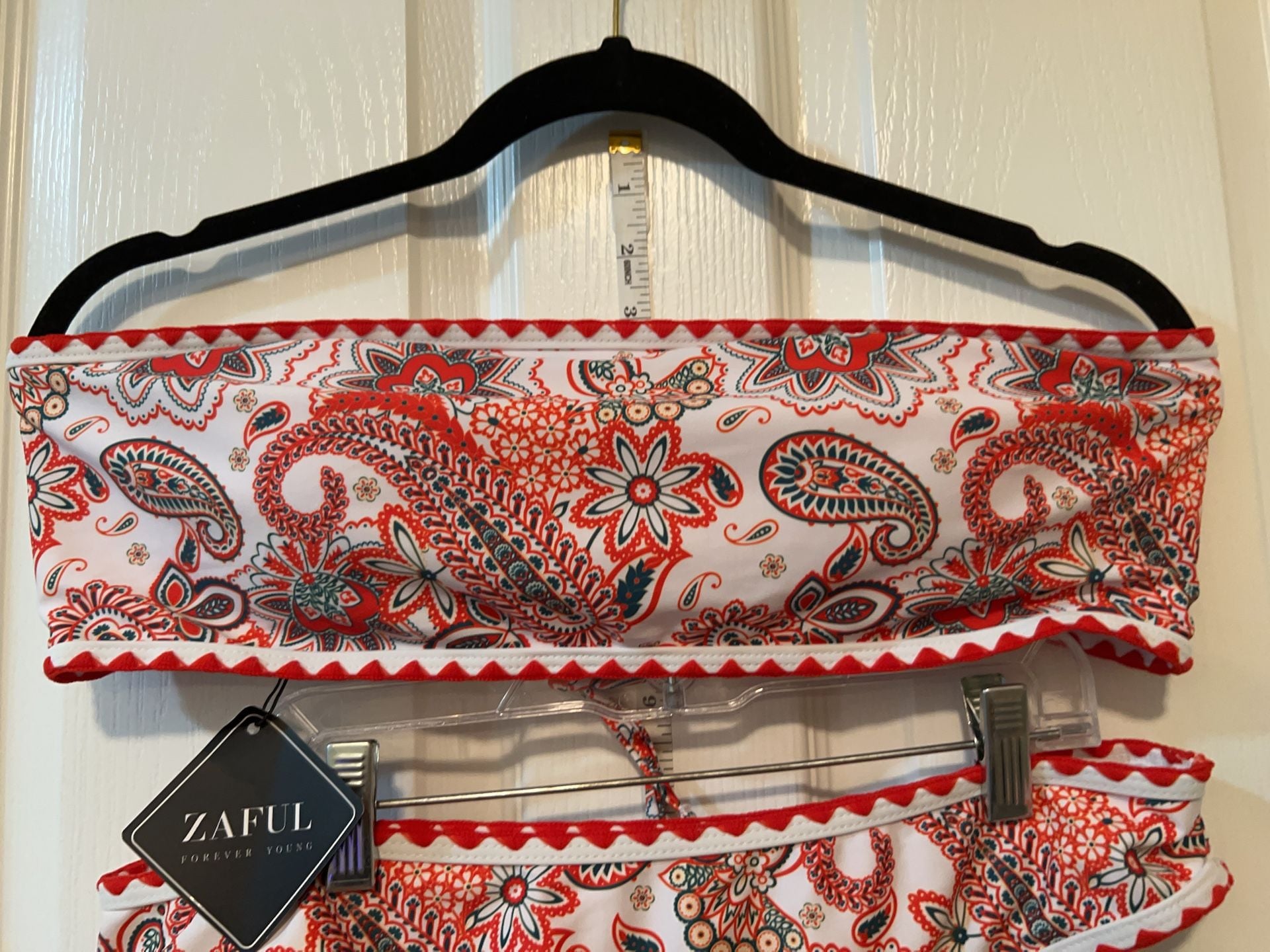 Zaful Paisley Print Scalloped Trim Bikini Set Size L 3