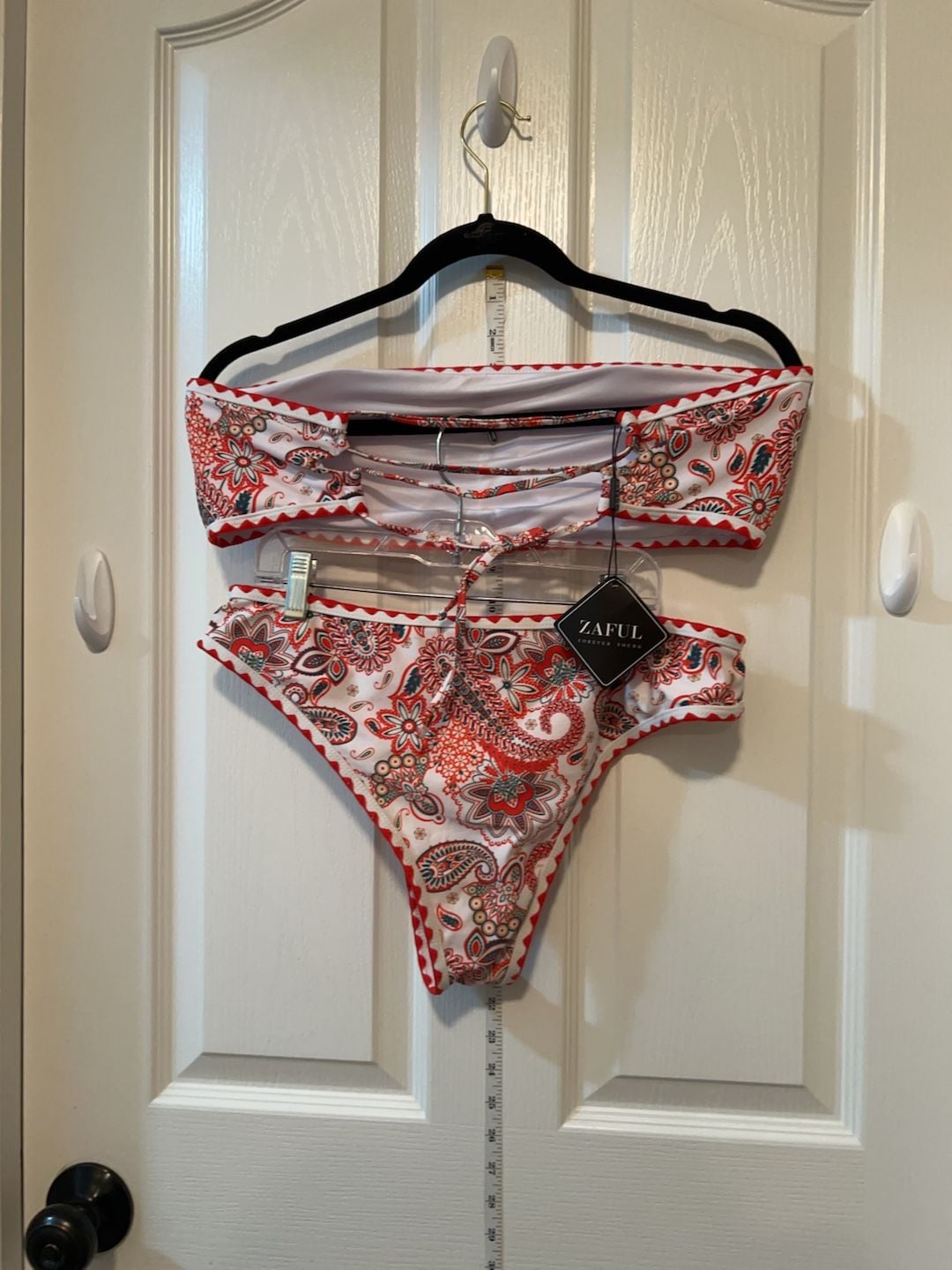 Zaful Paisley Print Scalloped Trim Bikini Set Size L 5