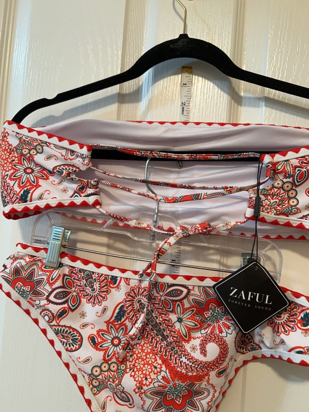 Zaful Paisley Print Scalloped Trim Bikini Set Size L 6