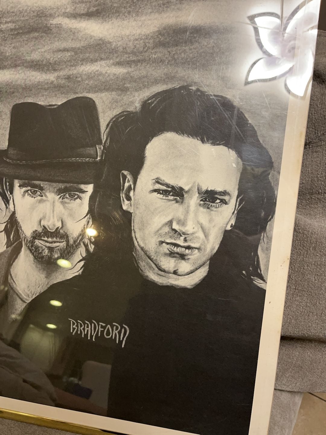 Vintage U2 Charcoal Portrait Print by Bradford John Solomon 2