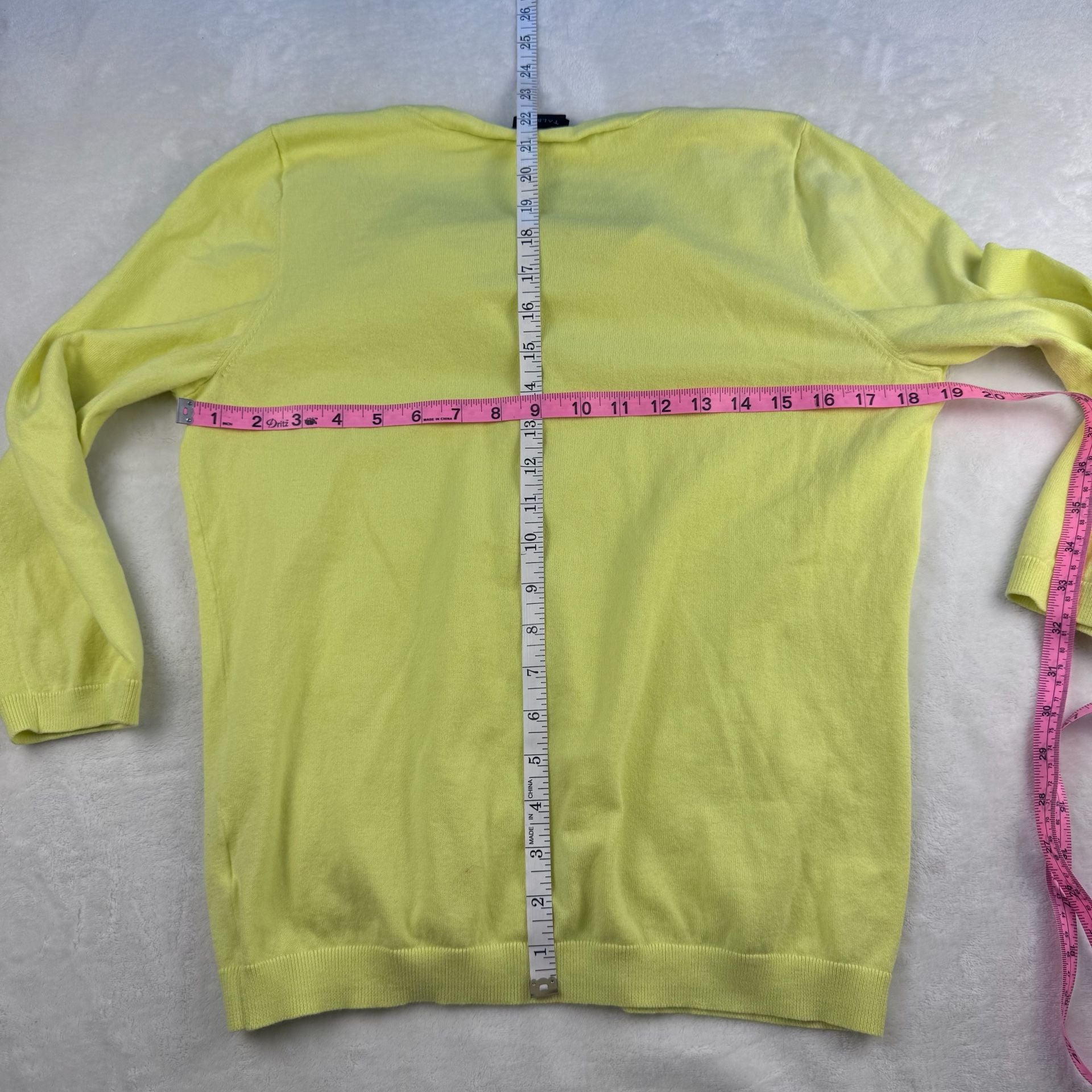 Talbots Button Front Cardigan Sweater chartreuse Size M 6