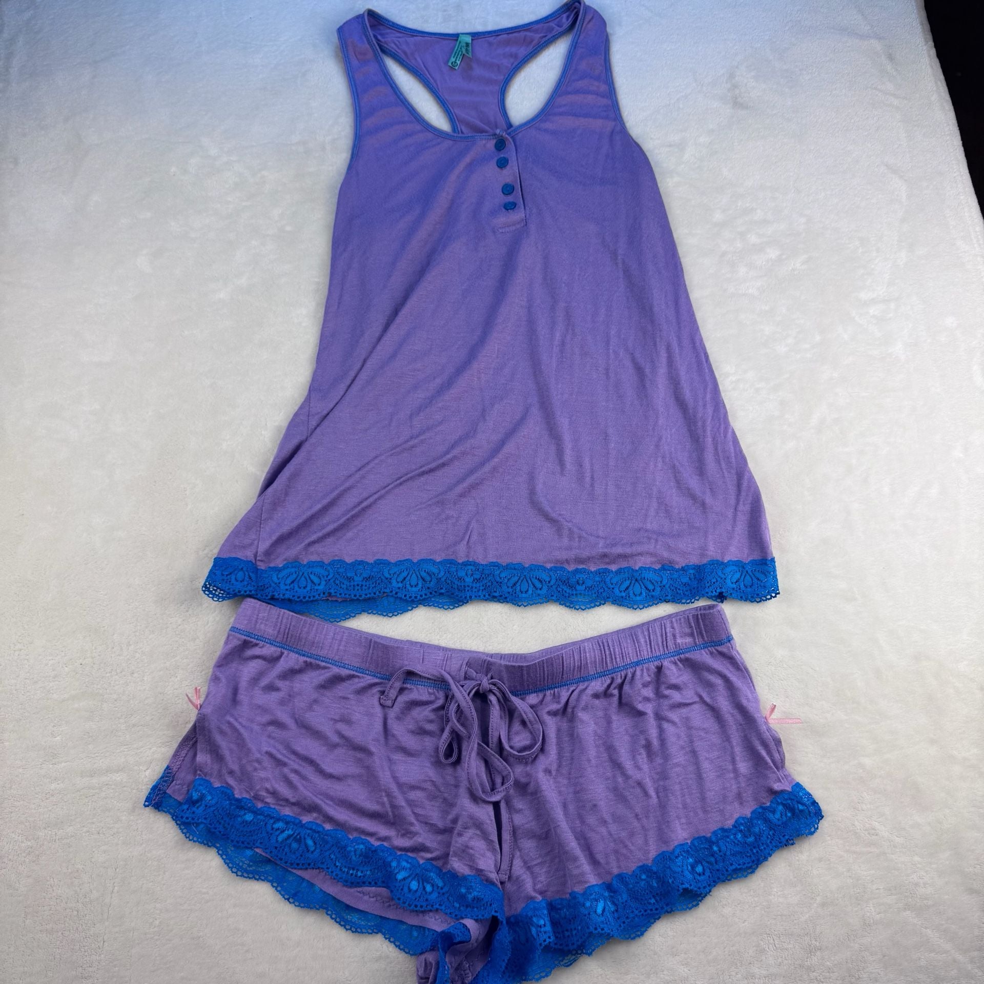 Honeydew Intimates Purple Lace Trim Pajama Set Size M 8
