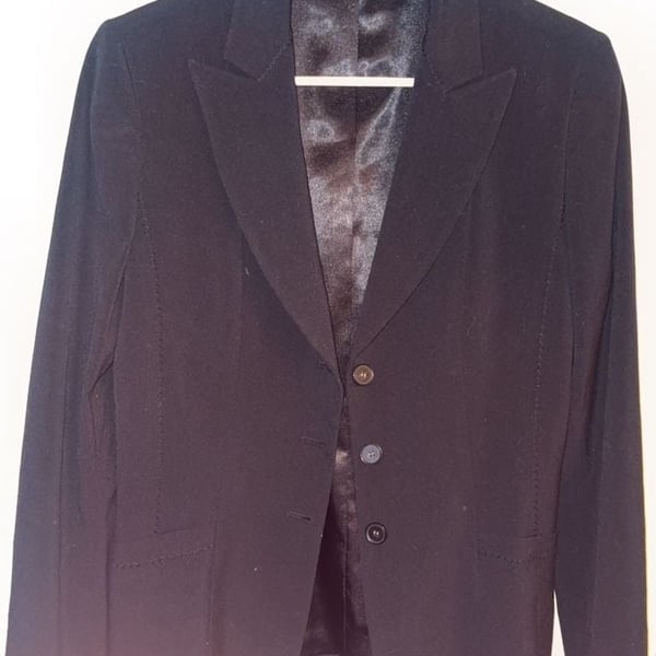 Tahari Three-Button Blazer Jacket Black