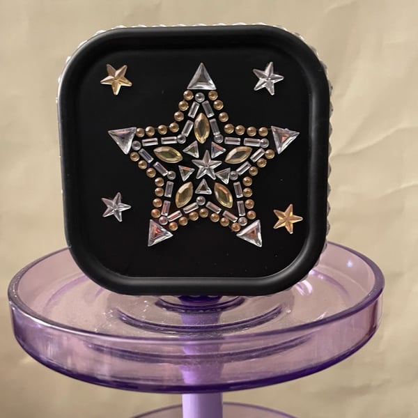 Rhinestone Star Embellished Travel Jewelry Organizer Case