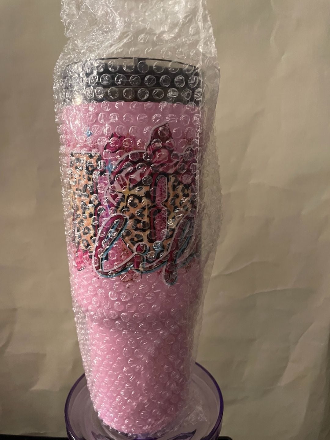 Custom Pink Leopard Print Mom 40oz Insulated Tumbler with Handle 6