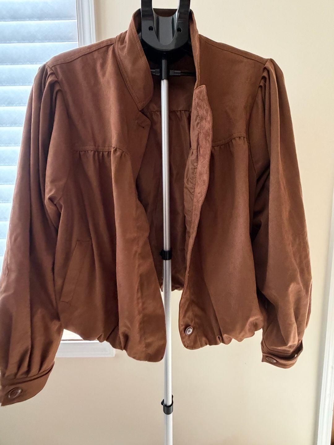 Brown Faux Suede Button-Front Jacket Size XL 2