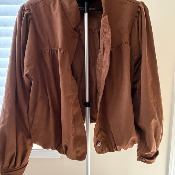 Brown Faux Suede Button-Front Jacket Size XL