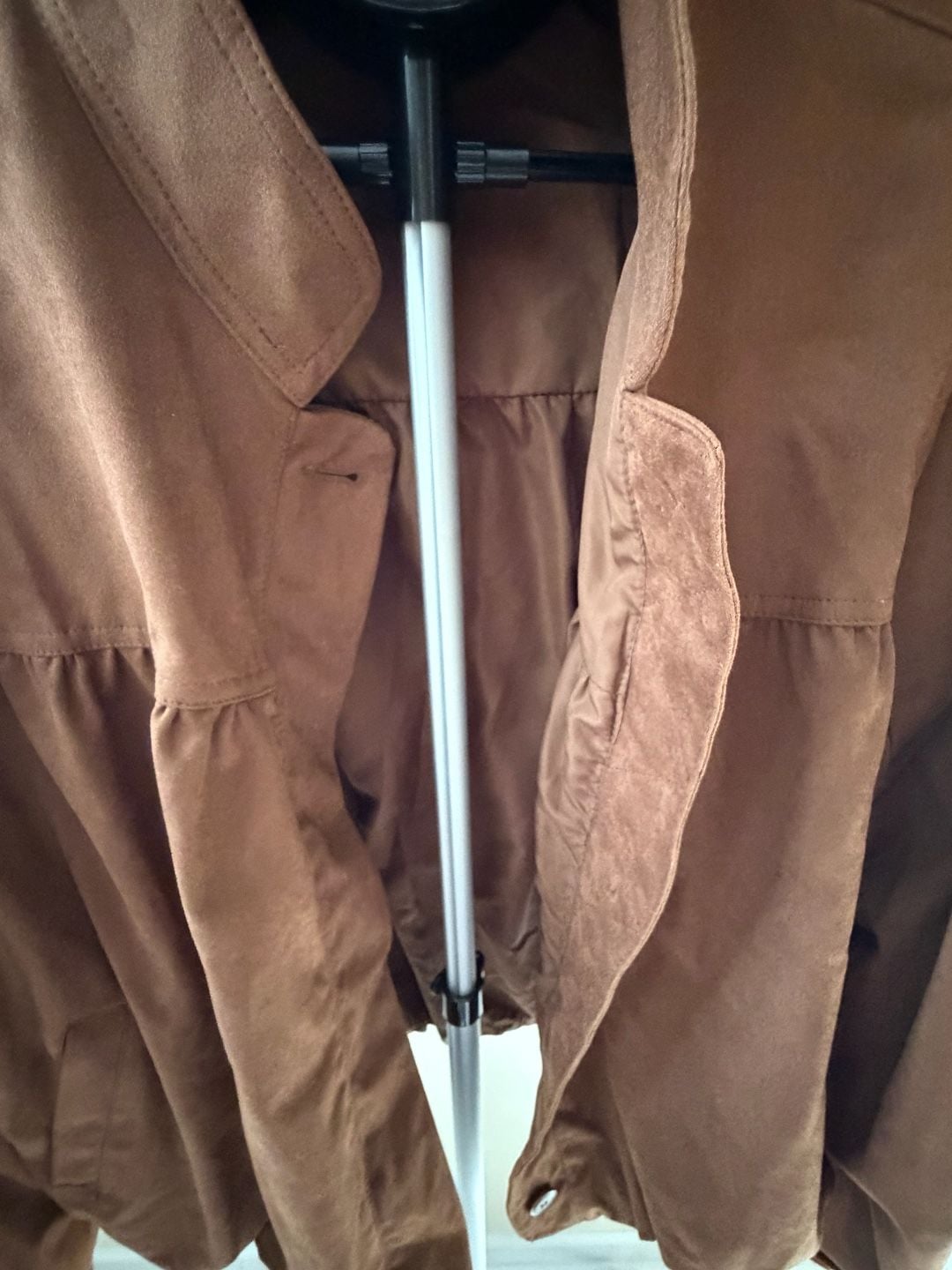 Brown Faux Suede Button-Front Jacket Size XL 3