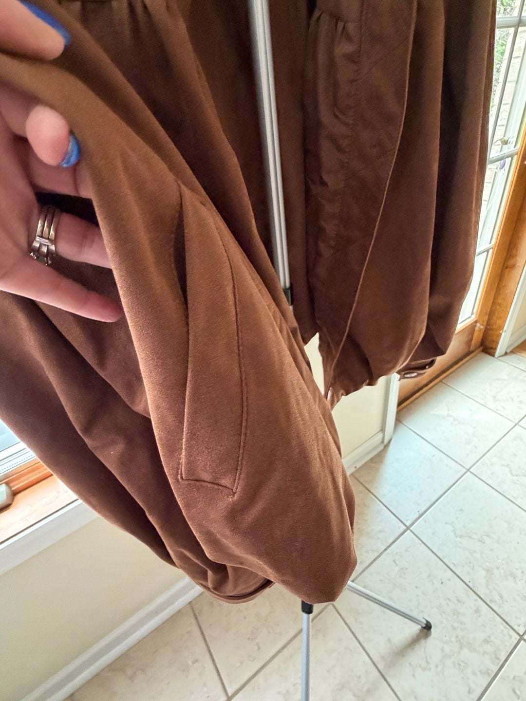 Brown Faux Suede Button-Front Jacket Size XL 6