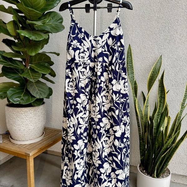 A New Day Navy Floral Maxi Dress XXL