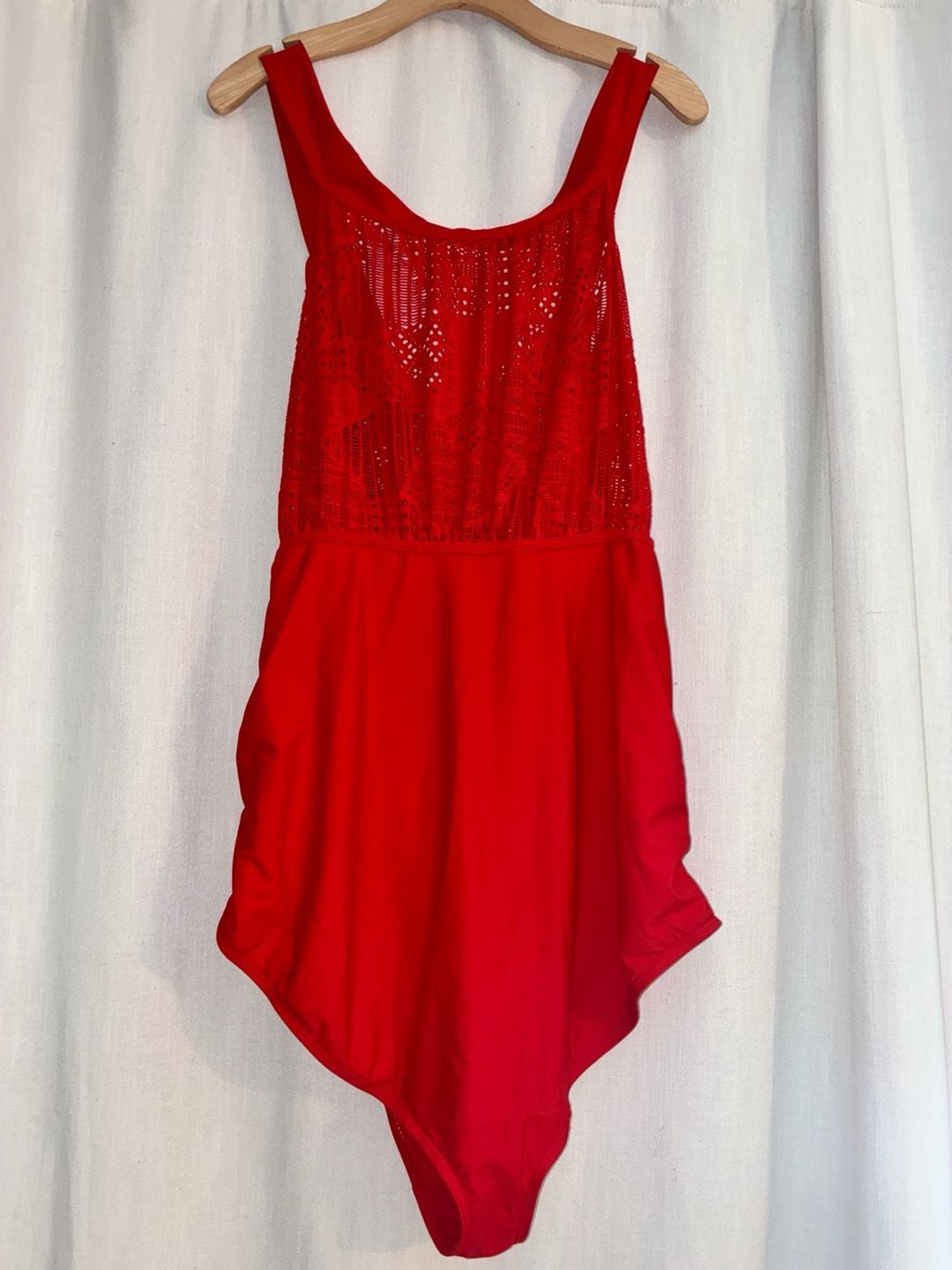 Swim by Cacique Red Lace Overlay One-Piece Swimsuit Size 46D 8