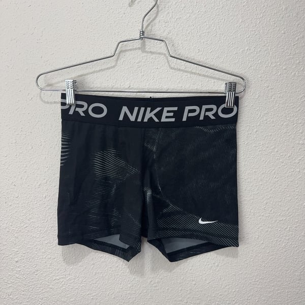 Nike Pro Dri-FIT Compression Shorts Black/Grey Patterned Women's Size M.