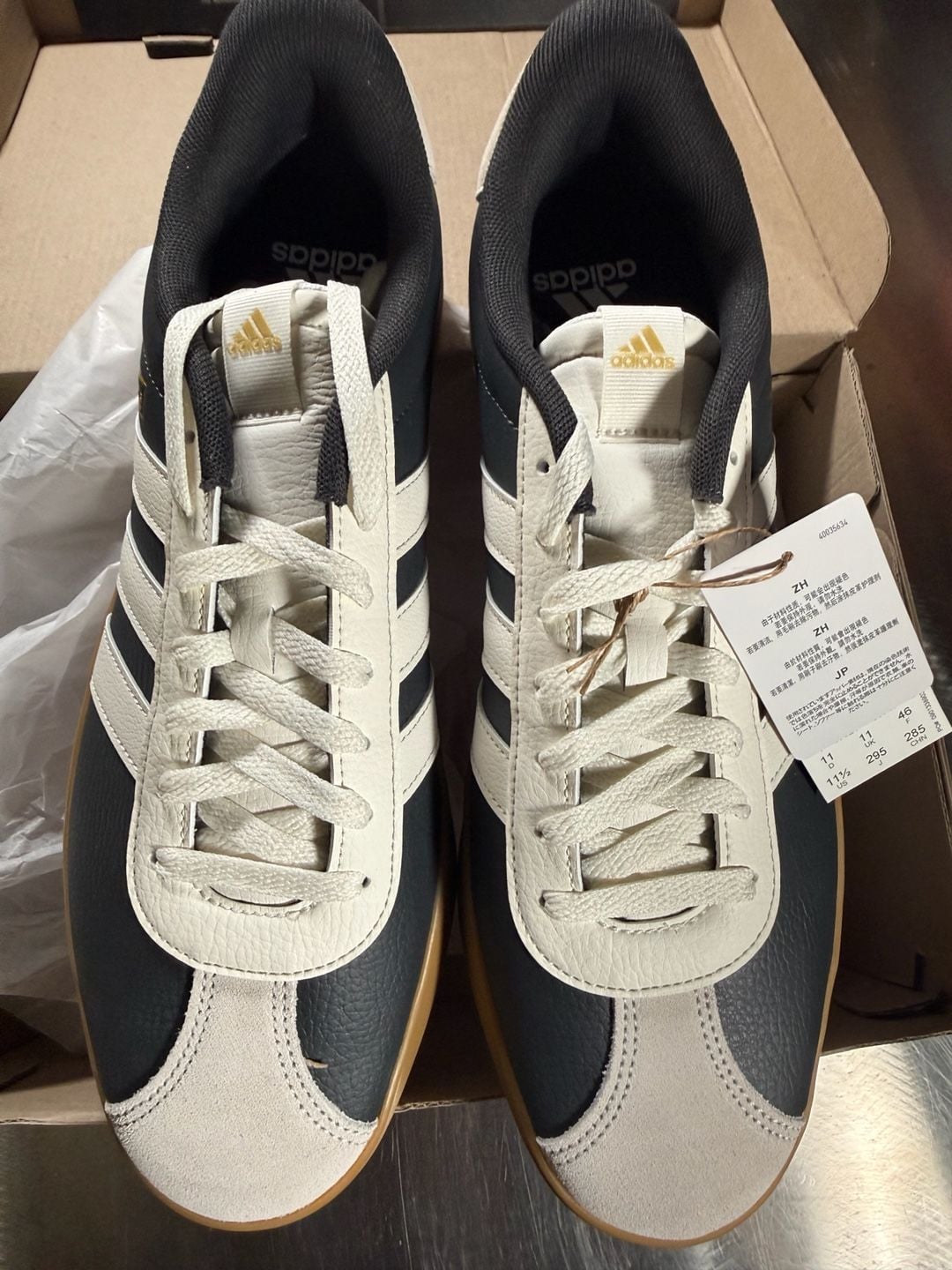 Adidas Court Tourino Sneakers Black White Gum Sole Size 11.5 US 3