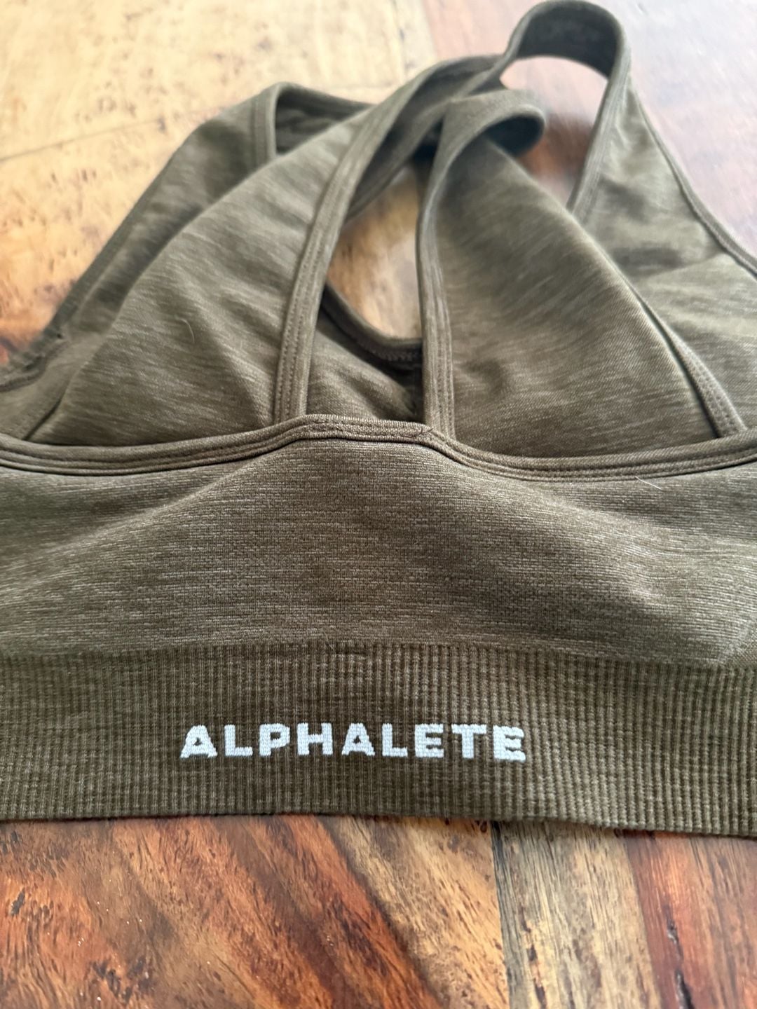 Alphalete Seamless Sports Bra Olive Green Size S 3