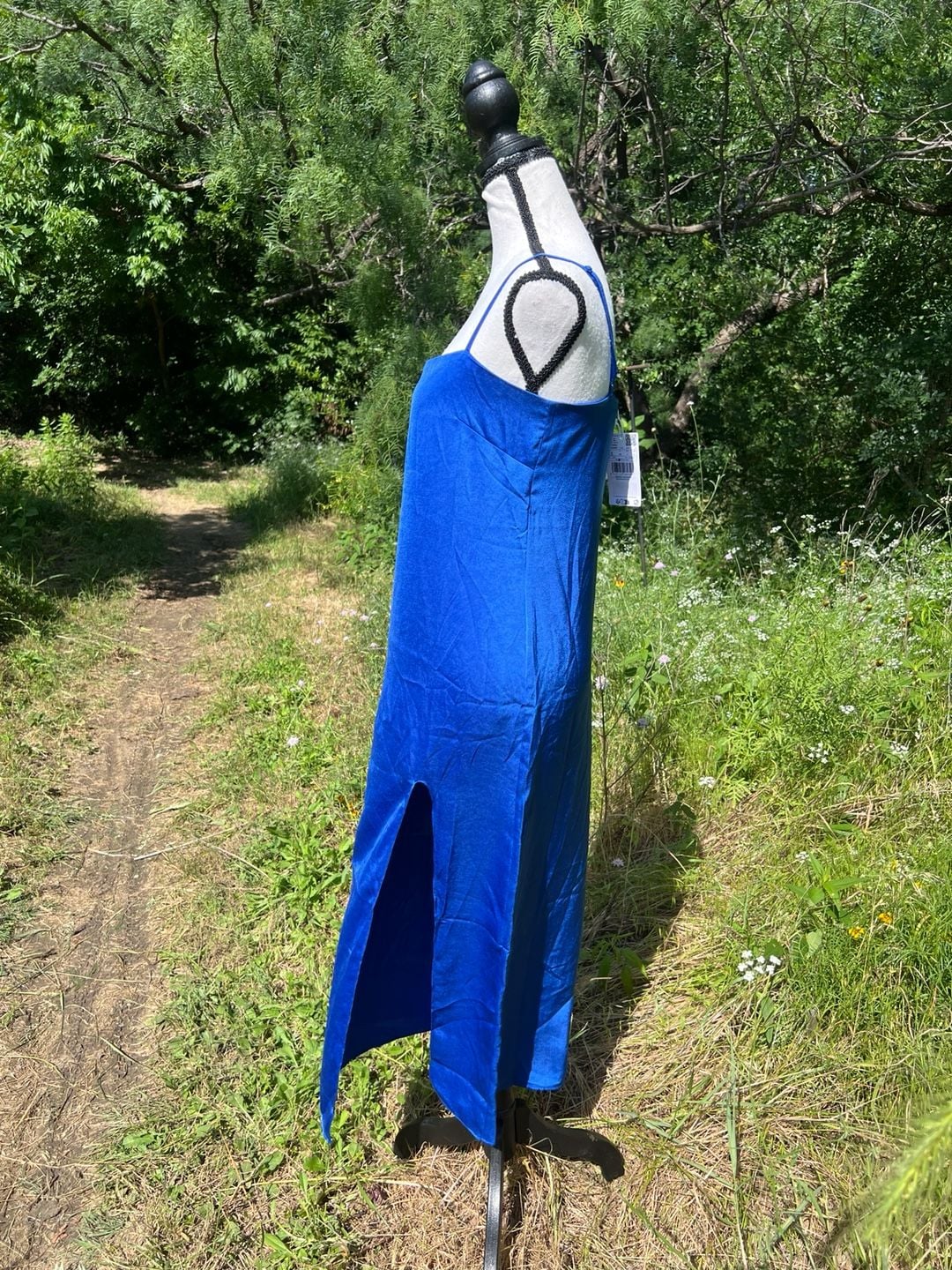 Mango Royal Blue “Satin Like” Midi Slip Dress Size XS 3