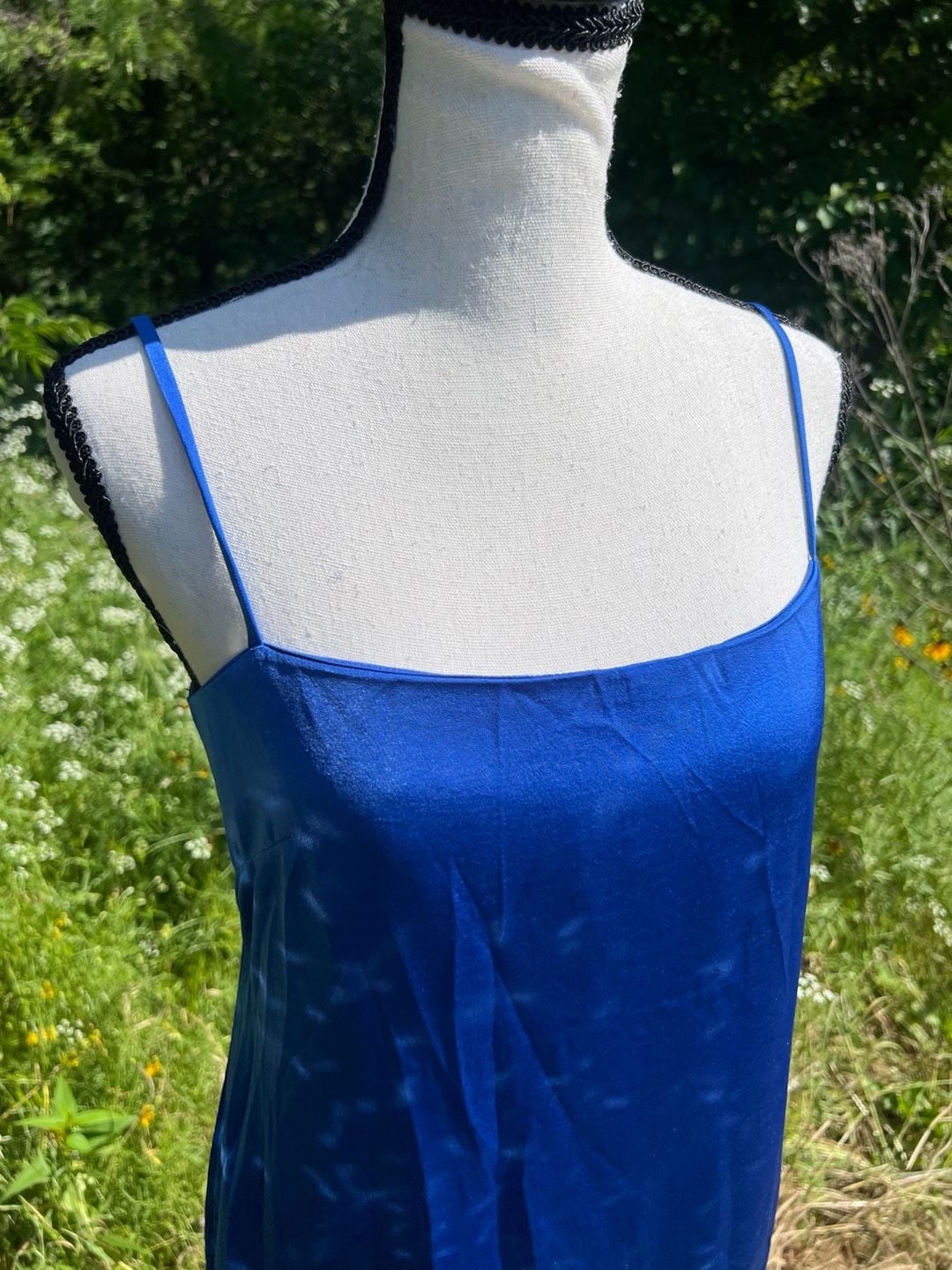 Mango Royal Blue “Satin Like” Midi Slip Dress Size XS 5