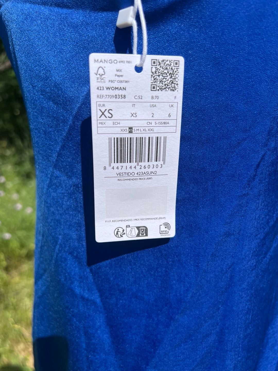 Mango Royal Blue “Satin Like” Midi Slip Dress Size XS 11