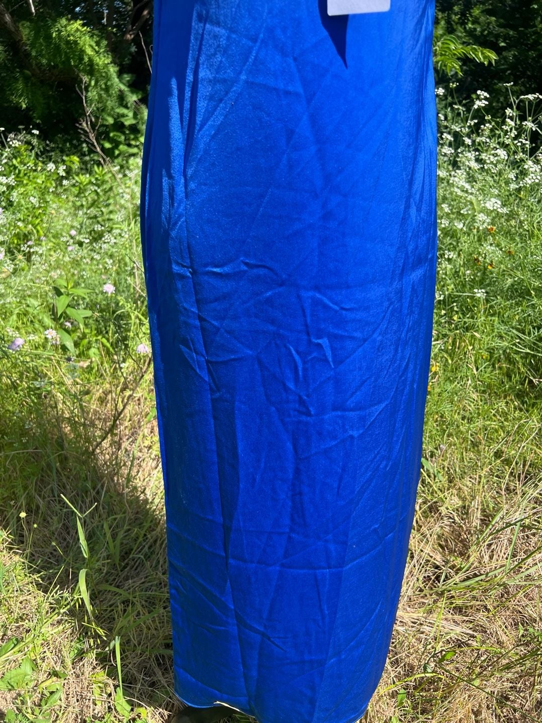 Mango Royal Blue “Satin Like” Midi Slip Dress Size XS 12