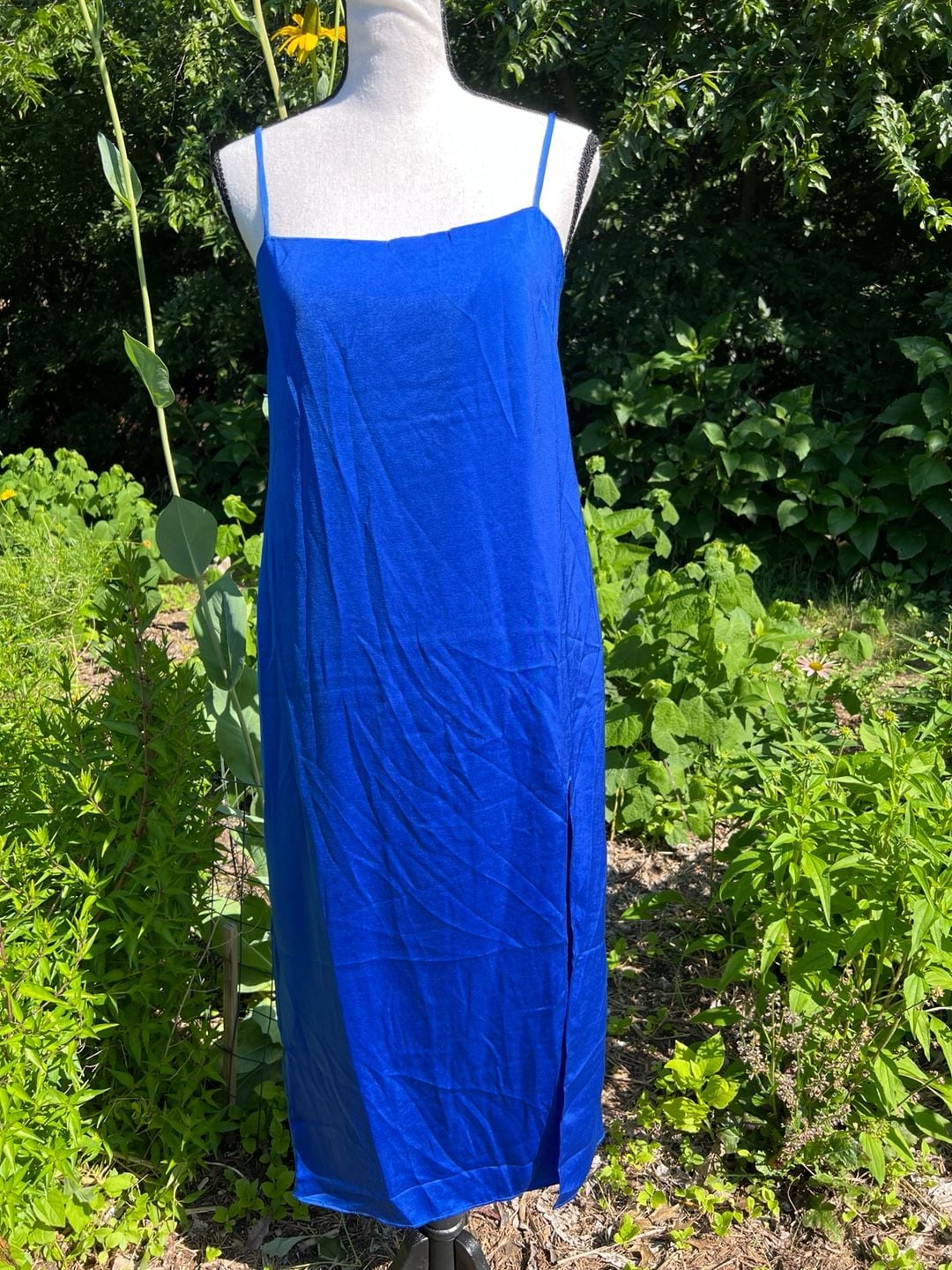 Mango Royal Blue “Satin Like” Midi Slip Dress Size XS 13