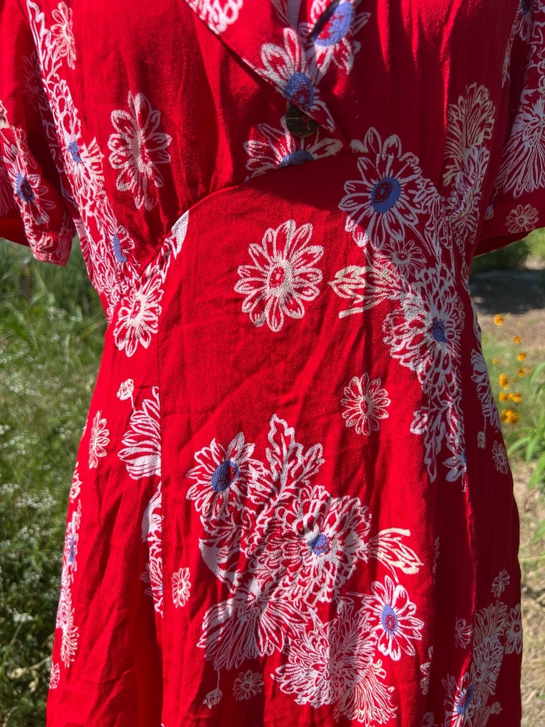 Free People Red Floral Print Mini Dress 4