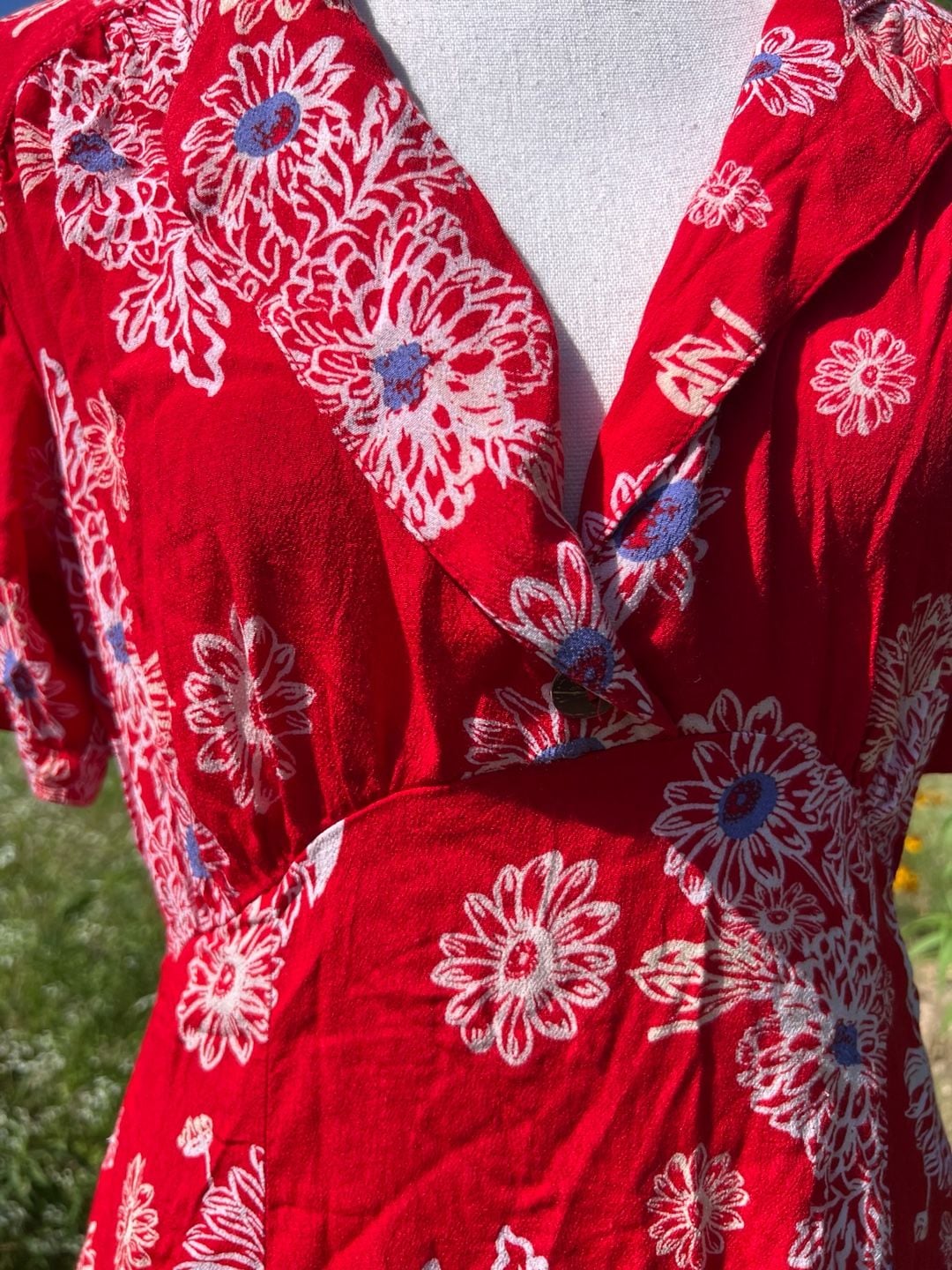 Free People Red Floral Print Mini Dress 5