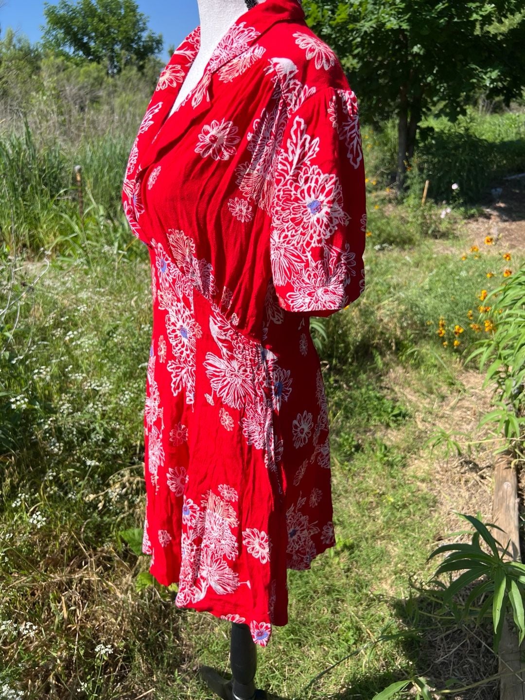 Free People Red Floral Print Mini Dress 7