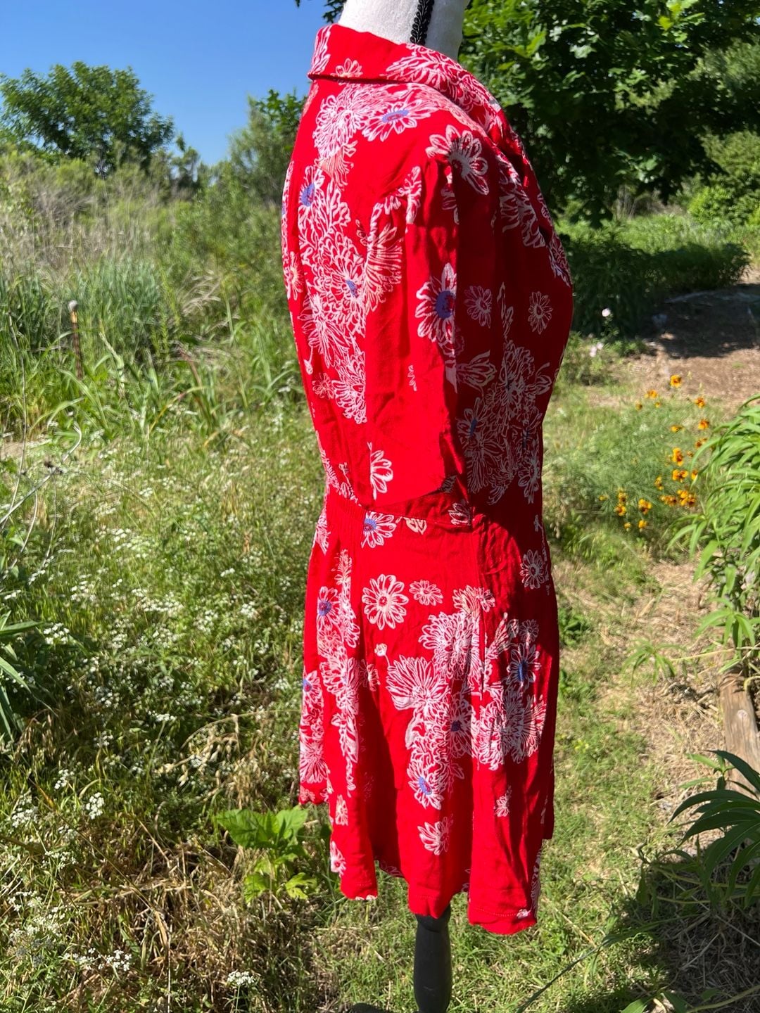 Free People Red Floral Print Mini Dress 8