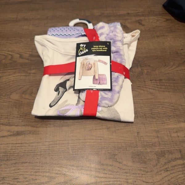 Art Class Girls Long-Sleeve Pajama Set with Spa Headband Size L