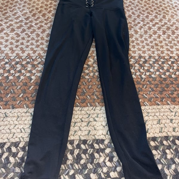 Strut-This Lace-Up Front Leggings Black One Size