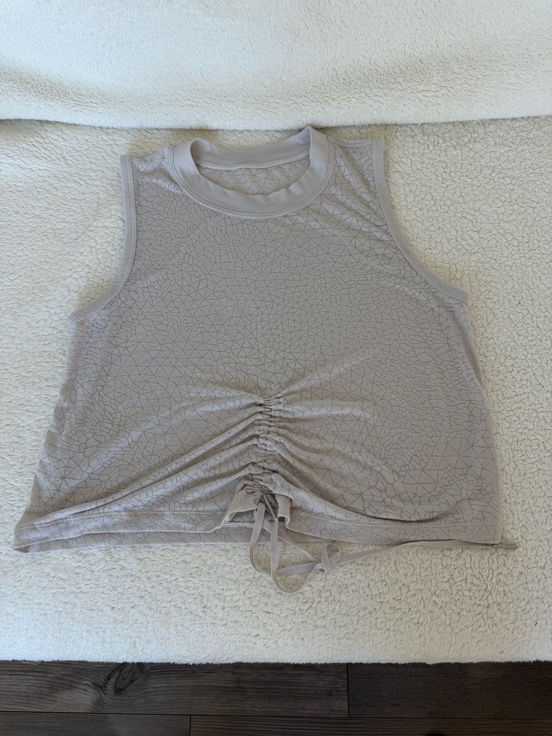 Lululemon Cinch Me Up Front Tank Top Beige Dune Geometric Print Drawstring 5