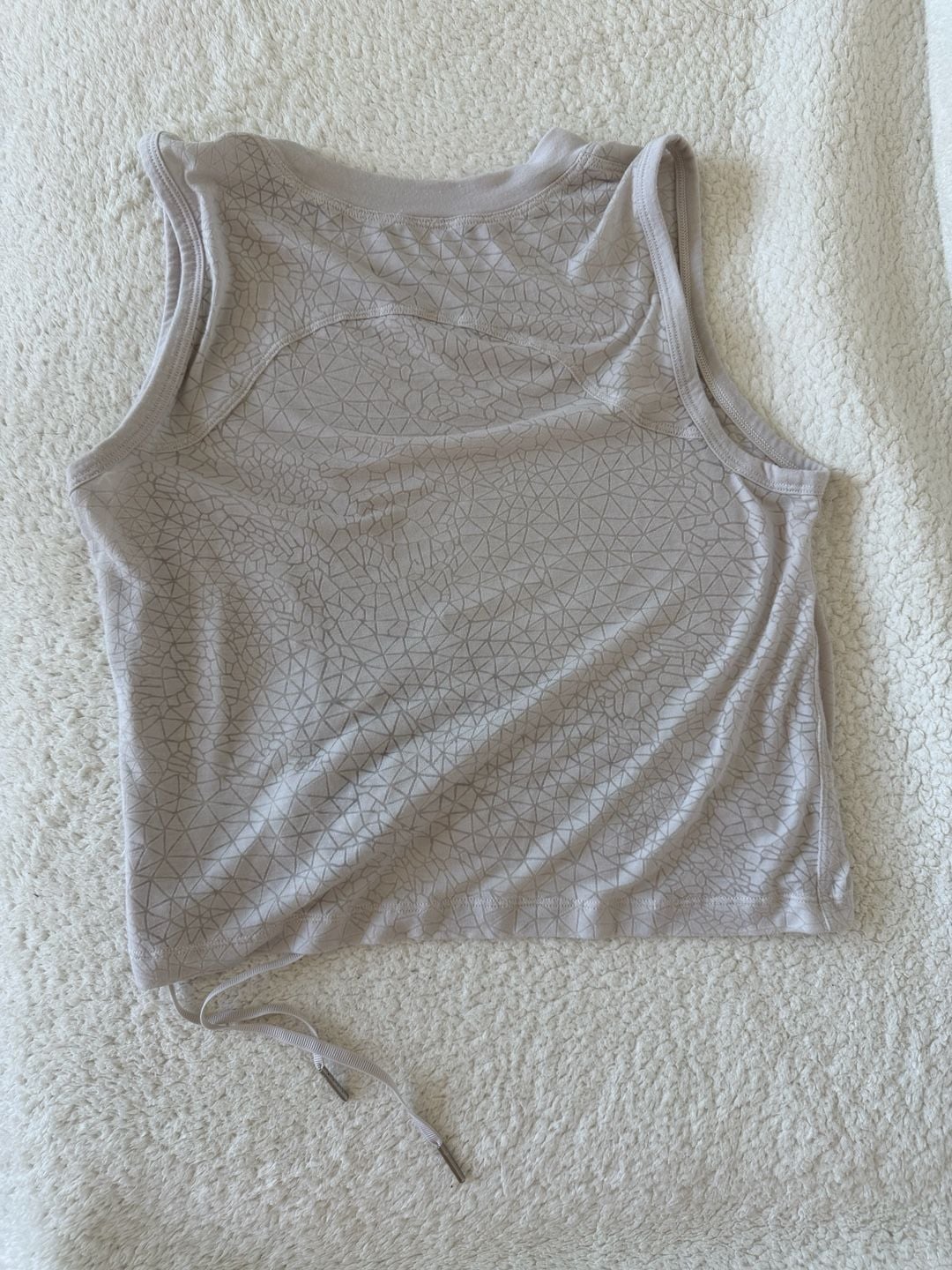 Lululemon Cinch Me Up Front Tank Top Beige Dune Geometric Print Drawstring 10