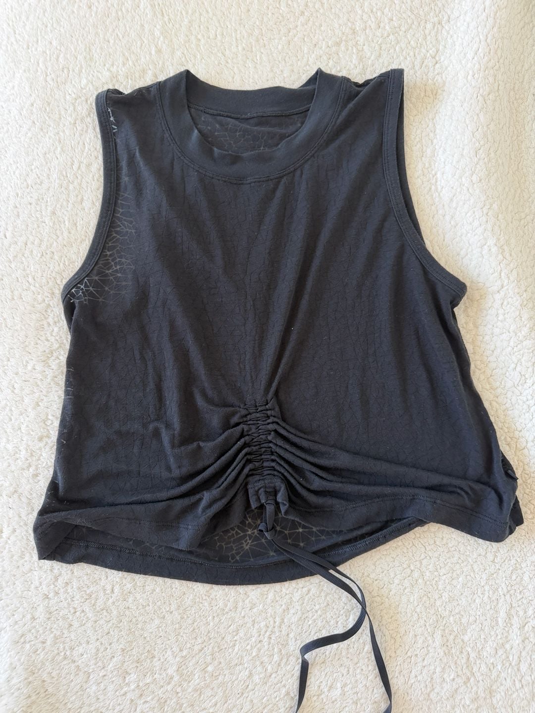 Lululemon Cinch Me Up Front Tank Black Geometric Print Drawstring Crop Top 5