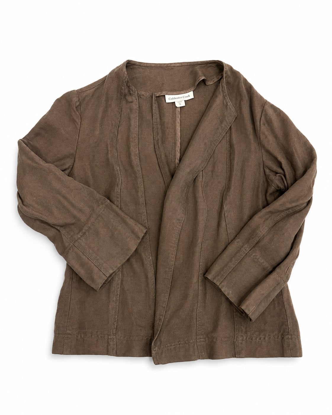 Coldwater Creek Brown Open Front Blazer Jacket Size 8 2