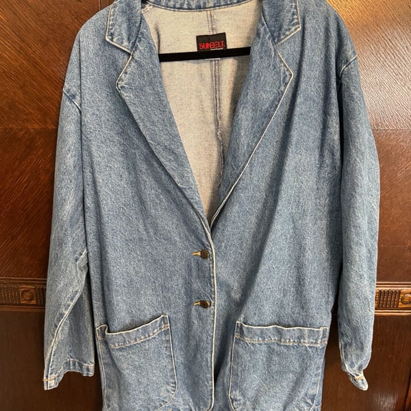 Vintage Sunbelt Sportswear Denim Blazer Jacket Size Medium