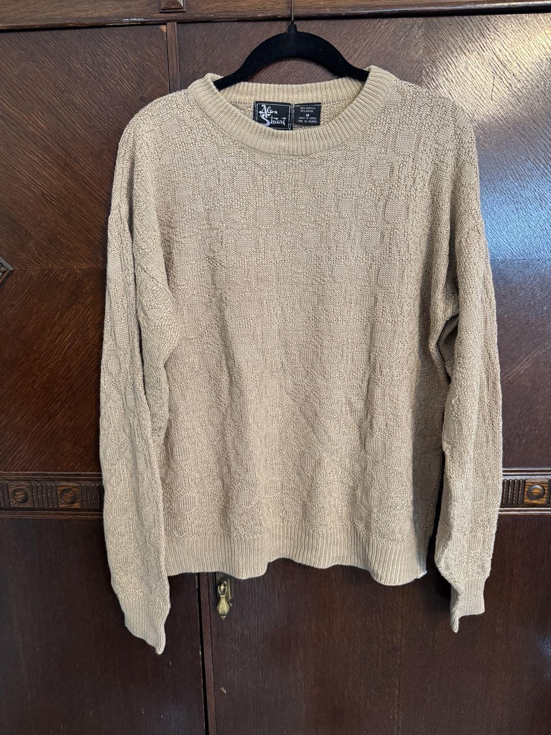 Vintage Alan Stuart Textured Knit Crewneck Sweater Size M 2